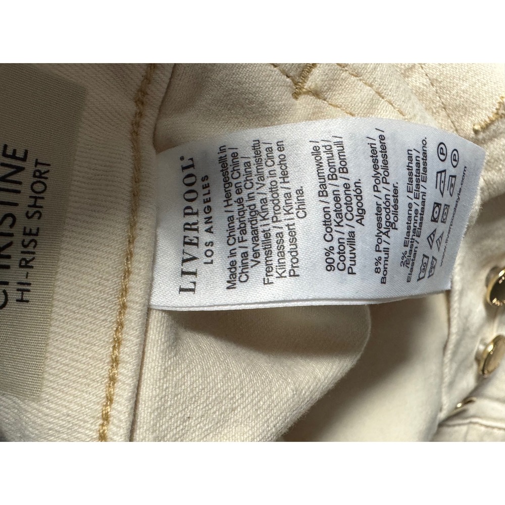Liverpool Los Angeles Christine Hi-Rise Button Fly Denim Shorts Cream 2/26 Boho - Picture 7 of 7